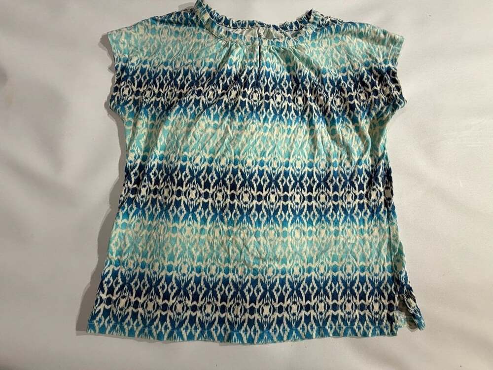 St. John's Bay Blue Ikat Printed Short Sleeve Top Womens Size M